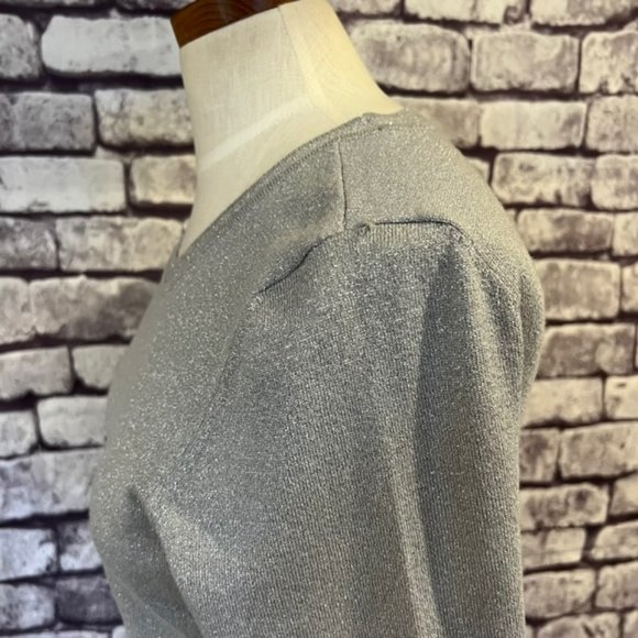 Worthington Crew Neck Silver Metallic Sweater Size PM - Picture 5 of 9